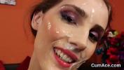 หนังโป๊ Flirty looker gets jizz load on her face eating all the juice Mp4