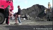 หนังxxx Petite blonde hottie fucked public sex threesome by 2 guys at construction site ร้อน