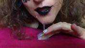 คลิปโป๊ Black lips cum in my mouth latex gloves spit SlowMo