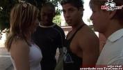 หนังโป๊ Public gangbang with spanish amateur teen