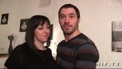 คลิปโป๊ French amateur couple with a big boobed brunette banged in their apart Mp4