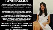 คลิปโป๊ออนไลน์ Hotkinkyjo in sexy white dress amp XO speculum in ass fuck long red dildo really deep Mp4 ล่าสุด